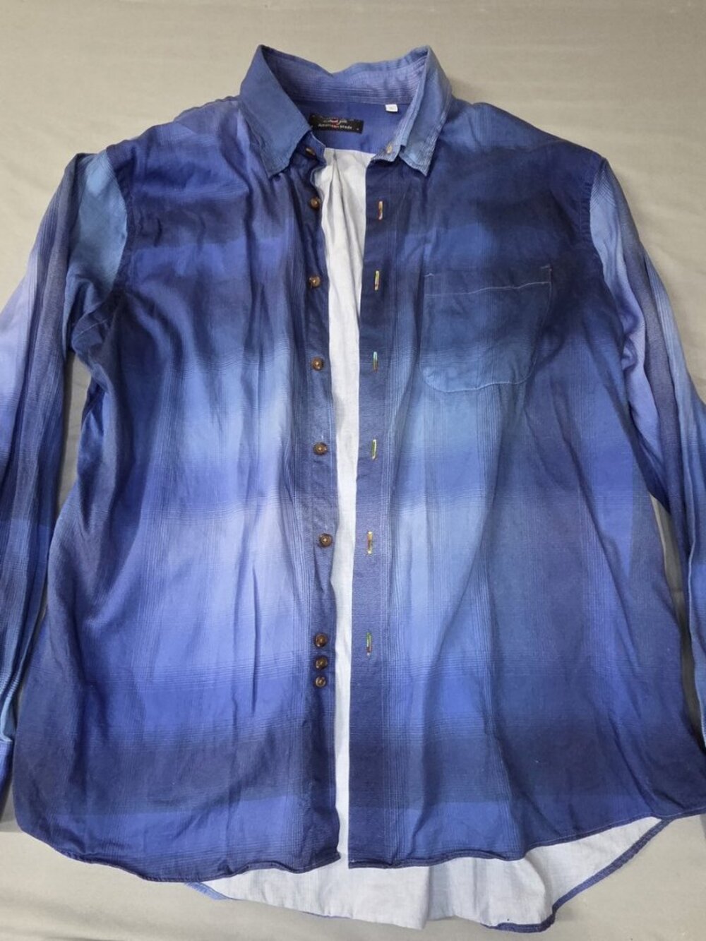 Alexander Julian XL Blue Ombre Shadow Plaid BD Shirt